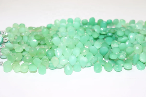 Chrysoprase à facettes perles en forme de poire 6*8-7*9mm 8 pouces Briolette Chrysoprase côté coupe poire perles en gros pour la fabrication de bijoux - Product Image 5
