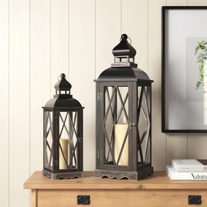 Decorative Antique Iron <b>Lantern</b> Candle Holder <b>Set</b> with Geometric Design for Home Decoration Durable Metal Finish Home Decoration - Product Image 5