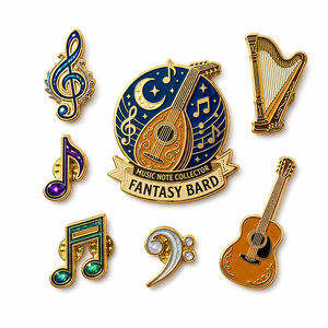 Épinglette en émail sur le thème de la musique inspirante |   Badge musical sarcaste pour sac à dos et chapeau — Vente en gros, émail souple et dur - Product Image 3