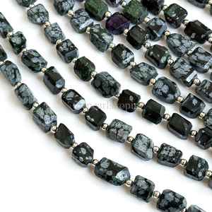 Cuentas facetadas de obsidiana natural con forma de copo de nieve de 7x9 a 8x11 mm, cuentas sueltas de obsidiana para la fabricación de joyas y manualidades, 8 pulgadas. - Product Image 5