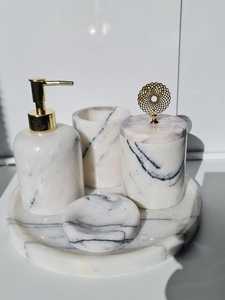 Luxury Marble Bathroom Accessories <b>Set</b> Modern <b>Soap</b> Dispenser Toothbrush Holder Vanity Organizer Home Decor Collection - Product Image 1