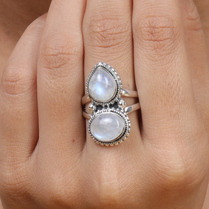 Natural Moonstone <b>Ring</b> Handmade Gemstone Jewelry <b>Dainty</b> Boho <b>Ring</b> Unique Gift for Women - Product Image 4