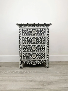 Inlay <b>Console</b> Customized Home <b>Round</b> Bone Inlay Grey Stool Floral Design Night Stand Bedside <b>Table</b> End <b>Table</b> for Living Room - Product Image 4