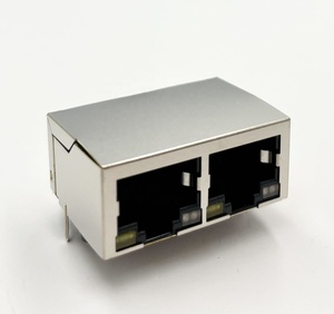 Conector de enchufe Ethernet de red LAN LED RJ45 8P8C de 1x2 puertos blindado con lengüeta hacia abajo para Cat5 Cat5e Cat6 Cat7 - Product Image 1