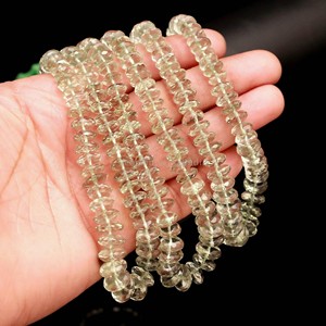 Perles Rondelles Facettées en Améthyste Verte Naturelle de Coupe Allemande 7MM 8MM Vente en Gros Perles Rondelles Facettées en Améthyste Verte 16 Pouces par Fil - Product Image 2