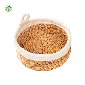 Juego de 3 cestas de jacinto de agua con bordes cosidos y 1 asa, cesta de almacenamiento hecha a mano, venta al por mayor, ecológica, hecha en Vietnam - Product Image 2
