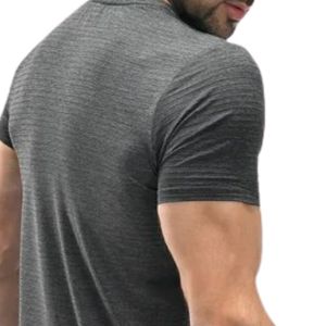 T-shirt pour homme, gris anthracite, coupe ajustée, col rond, manches courtes, uni, basique, décontracté - Product Image 4