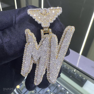 Pendentif personnalisé en lettres serties de diamants pour homme, style Hip-Hop, luxe, plaqué or 18 carats, moissanite, breloques en argent sterling 925, bijoux de rappeur GCI IDGL - Product Image 2