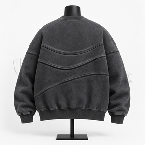 Sweat-shirt à col rond pour homme, coupe classique, en molleton français lavé, couleur unie, pull décontracté, 100% coton, respirant, streetwear d'automne - Product Image 2