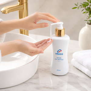 Botella de PET blanca de 200 ml con forma de cintura para gel de ducha, con bomba dosificadora para champú y acondicionador, fábrica en Vietnam. - Product Image 2