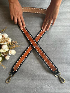 Nuevo diseñador de mano Tooled Bolsos de cuero Cinturones Colección occidental de elegantes cinturones hechos a mano Color marrón - Product Image 3