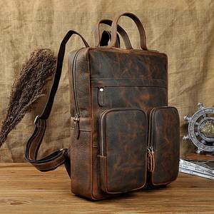 Signature Vintage Leather <b>Backpack</b> <b>Waterproof</b> Anti-Theft Laptop Rucksack Genuine Leather Craft LBP-0343 - Product Image 4