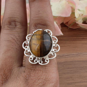 Wholesale Natural Tiger Eye Women's 925 Sterling Silver Bezel Setting Signet <b>Ring</b> Handcrafted Brown Gemstone <b>Biker</b> Protection - Product Image 1