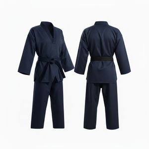 Prix de gros, uniforme de taekwondo unisexe pour enfants, polyester et coton, bleu marine, tenue d'arts martiaux pour enfants - Product Image 1