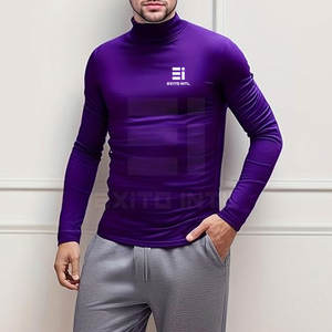 Sous-vêtement à col roulé respirant 100% coton, haut léger pour homme, t-shirt à col roulé décontracté pour tous les jours, OEM - Product Image 3