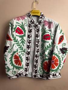 Boho Suzani Embroidered Jacket with Motif Tie <b>Dye</b> Cotton Handcrafted Statement Wear Festival Bohemian Outerwear - Product Image 5