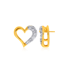 Pendientes Artísticos con Forma de Corazón y Diamantes, Chapados en Oro de 18K, Diamantes Naturales, para Uso Diario, Estilo Romántico para Mujer - Product Image 3