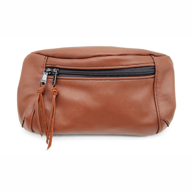 Minimalist Soft Cowhide Leather Tech Pouch Multi-functional EDC Waist Bag Slim Travel Accessory Organizer for Men and Women