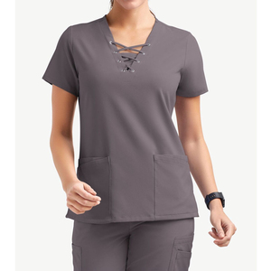 Bulk <b>Scrub</b> <b>Set</b> Women Anti Microbial V Neck Top Elastic Waist Hospital Medical Uniform Customizable Wholesale Price <b>Scrub</b> <b>Sets</b> - Product Image 1
