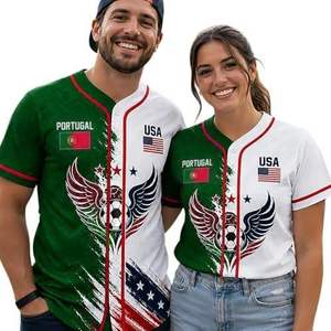 Maillot de football unisexe USA Espagne, col baseball, impression sublimée, polyester respirant, manches courtes, adulte, toutes saisons - Product Image 2