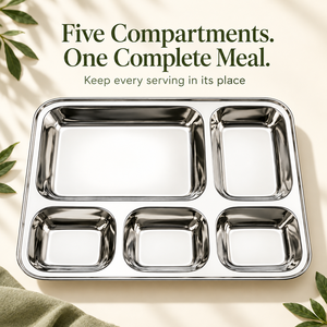 Bandeja de Servir de Acero Inoxidable con 5 Compartimentos, Plato Dividido Rectangular para Alimentos, para Restaurante, Escuela, Cafetería - Product Image 3