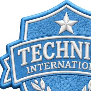 Patch brodé noir et blanc Technica International, badge 3D, logo AppTechnica International, bouclier brodé bleu ciel - Product Image 4