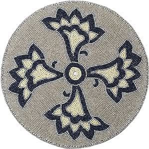 Luxury Handmade Beaded Placemat <b>Round</b> 14 Inch Purple Floral <b>Table</b> <b>Mat</b> Decorative Dining <b>Table</b> Decor Craftera Exports - Product Image 6
