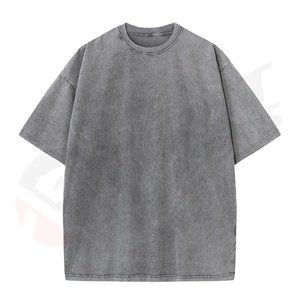 Camiseta de Hombre Casual de Algodón 100% Tejido, con Logotipo Personalizado, Lavado Ácido, Efecto Desgastado, Estilo Vintage, 280gsm - Product Image 5