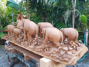 Sculpture d'éléphant en bois, artisanale, style Art déco, ornement autoportant, imperméable, décoration de jardin et de parc, toutes saisons - Product Image 6