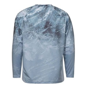 เสื้อตกปลาแขนยาวผู้ชาย UPF 50 พิมพ์ลายแบบ Sublimation แห้งเร็ว โพลีเอสเตอร์ ลายพรางสีน้ำเงิน เสื้อพูลโอเวอร์ - Product Image 2