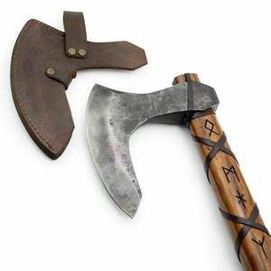 ขวานไวกิ้งเหล็กกล้าคาร์บอนทำมือ ขวานมีด้ามจับไม้ สำหรับเอาตัวรอดกลางแจ้ง - Product Image 2