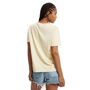 New Arrival Women's <b>Cream</b> Crew Neck Short Sleeve Loose Fit Solid Color Casual Jersey Knitted <b>T</b>-<b>Shirt</b> Spring Summer 100% Cotton - Product Image 2