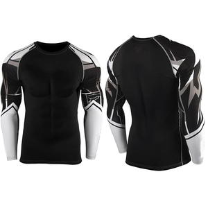 เสื้อรัดกล้ามเนื้อสำหรับกีฬา MMA แบบ Grappling ออกแบบเองได้ด้วยเทคนิค Sublimation เสื้อ Bjj Rashguard พิมพ์ลายตามสั่งสำหรับผู้ชาย เทคโนโลยี OEM แขนยาว - Product Image 6