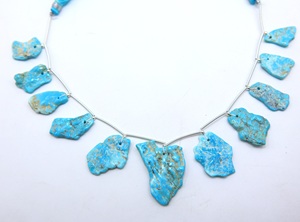 11 pièces de perles brutes lisses en turquoise naturelle d'Arizona, perles à facettes, pour la fabrication de bijoux - Product Image 3