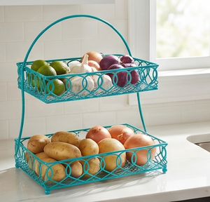 Ensemble de paniers de rangement en fil métallique bleu de qualité supérieure, forme rectangulaire avec poignée, design moderne, organisateur polyvalent pour un rangement soigné - Product Image 4
