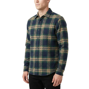 Chemise à carreaux en flanelle pour homme avec logo personnalisé, manches longues, col rabattu, décontractée, pour l'extérieur - Product Image 2