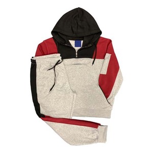 Survêtement unisexe à blocs de couleur, fermeture éclair intégrale, à capuche, coupe sportive, polyester et coton, pour l'automne, avec poches latérales - Product Image 4