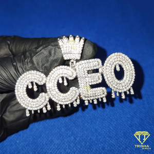 Collar con Colgante de Corona de Hip Hop 'CCEO' con Diamantes de Moissanita, Cadena de Diamantes, Joyería Hip Hop - Product Image 1