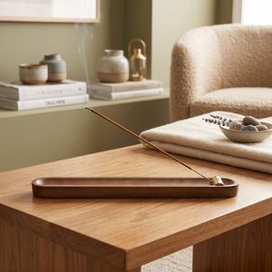 Support d'encens en bois d'acacia aromatique de qualité supérieure avec pince en laiton et longue cendrier pour la décoration de salle de méditation - Product Image 3