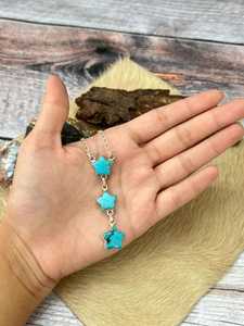 Handmade Blue Turquoise Star <b>Necklace</b> Sterling Silver Celestial <b>Boho</b> Southwestern Jewelry Gift for Her - Product Image 2