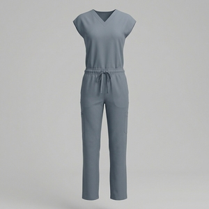 Ensemble de blouses médicales unisexes, uniforme extensible, haut et pantalon, bordure contrastée, infirmière, médecin, vêtements de travail d'hôpital, sergé de polyester - Product Image 3