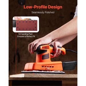Levigatrice Elettrica per Legno 1/2 Foglio 2.5A a Velocità Variabile 12000 Giri/min Max. Carta Abrasiva per Finitura 1/2 Foglio 2.5A per Levigatrice Elettrica - Product Image 4
