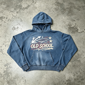 Sweat-shirt à capuche délavé bleu soleil pour homme, coupe ample, imprimé, automne-hiver, décontracté, tendance, pour la vente en gros - Product Image 5