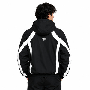 Trendy Black Custom Reflective Panel Hooded Windbreaker Men's <b>Jackets</b> OEM <b>Waterproof</b> Streetwear <b>jacket</b> Bulk Wholesale Supplier - Product Image 2