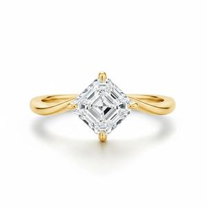 แหวนหมั้นเพชรทรงแอสเชอร์ 14K ทองคำขาว เงินแท้ 925 เพชรเพาะเลี้ยง แหวนแบบซ้อนได้ ของขวัญสำหรับผู้หญิง - Product Image 3