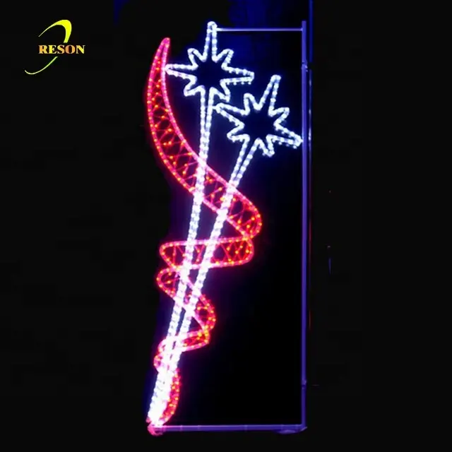Newest PVC Christmas Decorative Outdoor Pole Light LED Street Motif Design for Commercial Use and Landscape