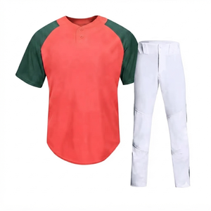 Manufacturer Coral <b>Red</b> Men's Baseball Jersey Pants <b>Silk</b> Screen Printing 100% Polyester Mesh Elastic Waist Quick Dry Front Logo - Product Image 1