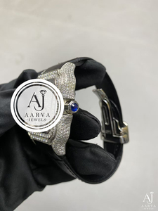 AARVA JEWELS – montre de luxe pour hommes, boîtier carré en acier inoxydable, avec lunette en diamant Miyota, bracelet en cuir noir, 20mm, analogique, à Quartz, avec boîte - Product Image 2