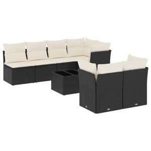Ensemble de canapés de jardin noirs avec coussins, résistant aux UV, en rotin PE, mobilier d'extérieur au design contemporain, imperméable, pour usage en extérieur - Product Image 2