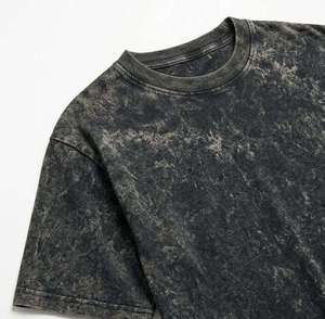 T-shirt décontracté sportif surdimensionné pour homme, lavage acide, manches courtes, haute qualité, 100 % coton molletonné, impression personnalisée unie - Product Image 6